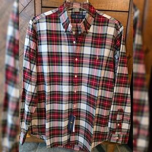 NWT! Polo Ralph Lauren Long Sleeve Shirt Plaid Classic Oxford Sz. Medium